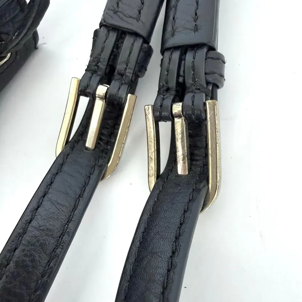 Tory Burch Mini Drawstring Mini Bucket Bag Crossbody Black Leather READ
